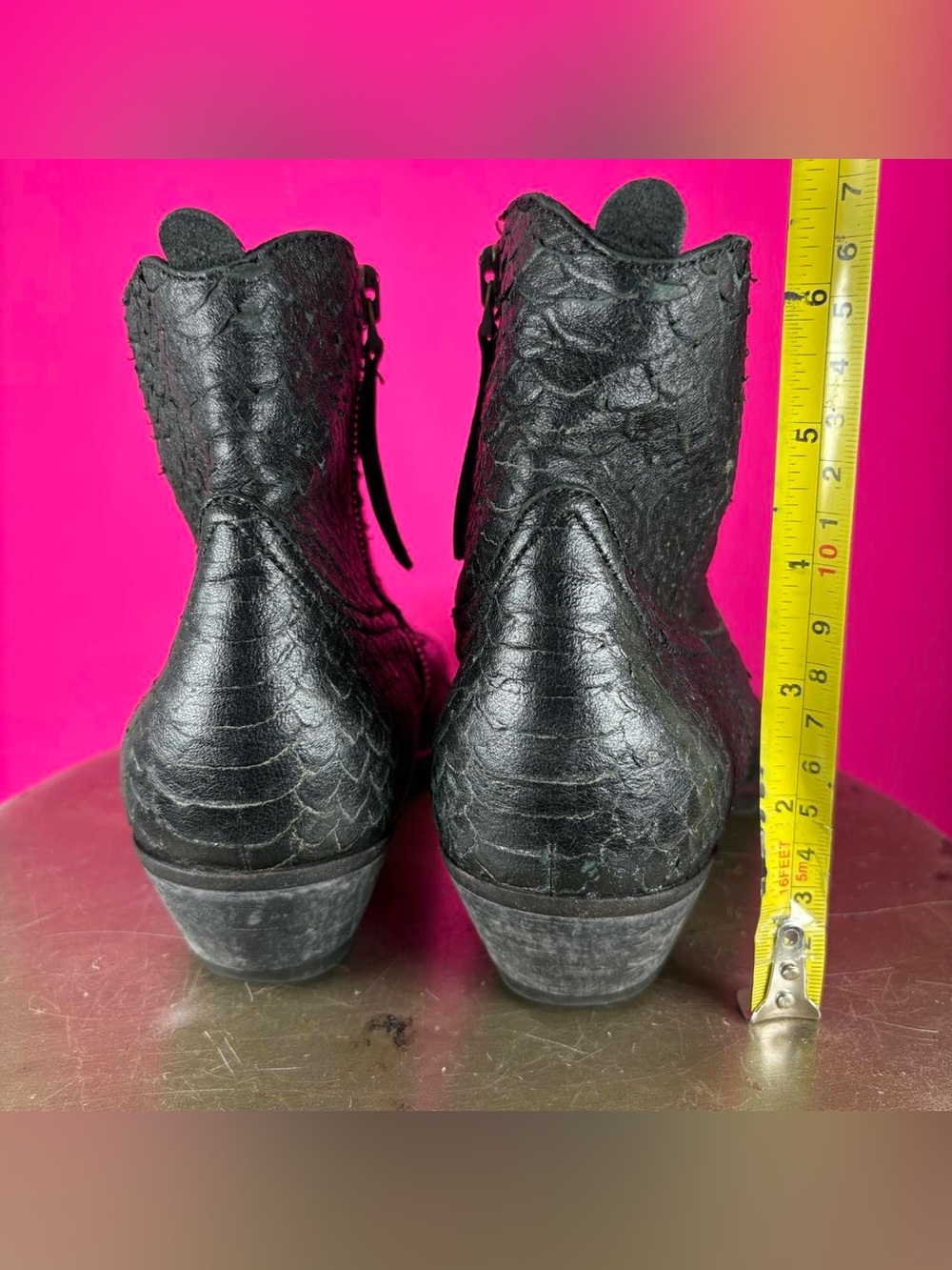 Golden Goose Young Python Embossed Black Leather Metal Toe Ankle Boot EU 36 - Picture 5 of 8